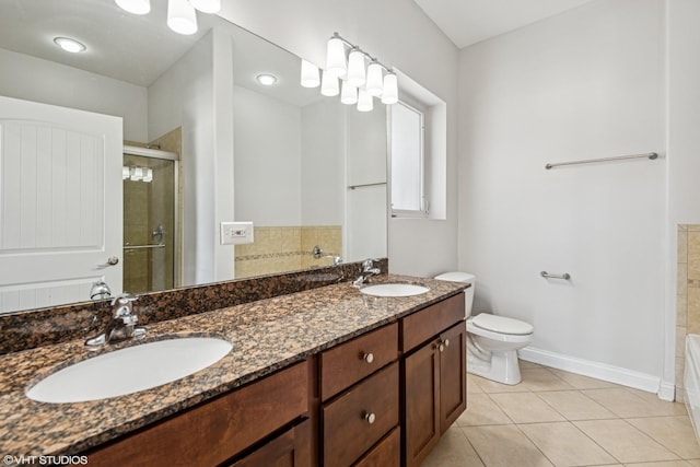 7170 W Grand Ave Unit 3E, Chicago, IL 60707 - full bathroom with a sink, tile patterned floors, a tile shower, and double vanity