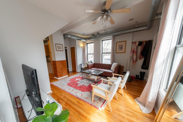 1304 N Campbell Ave, Chicago, IL 60622 - living area with a ceiling fan and wood finished floors
