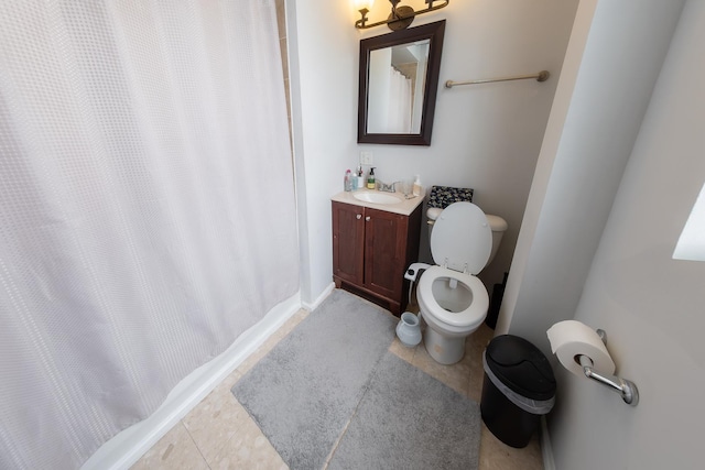 1304 N Campbell Ave, Chicago, IL 60622 - bathroom featuring vanity, tile patterned flooring, toilet, and a shower with shower curtain