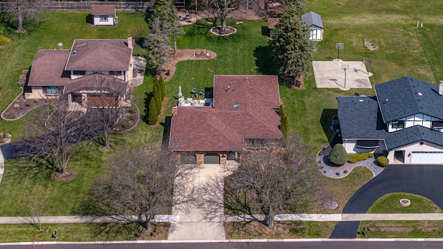 birds eye view of property with a residential view