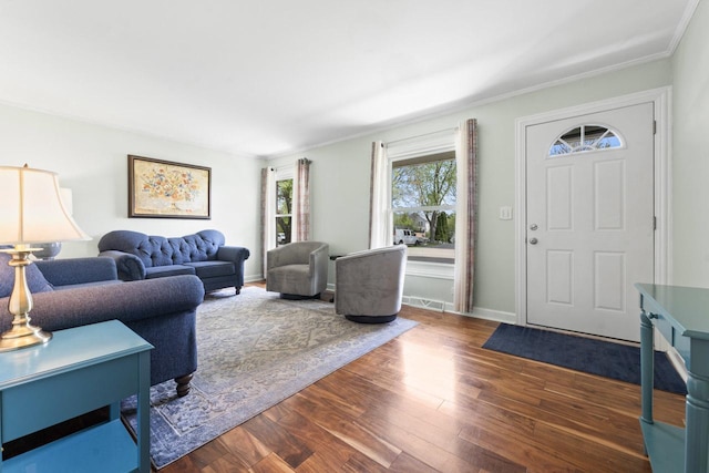 23610 N Overhill Dr, Lake Zurich, IL 60047 - living room with wood finished floors, crown molding, and baseboards
