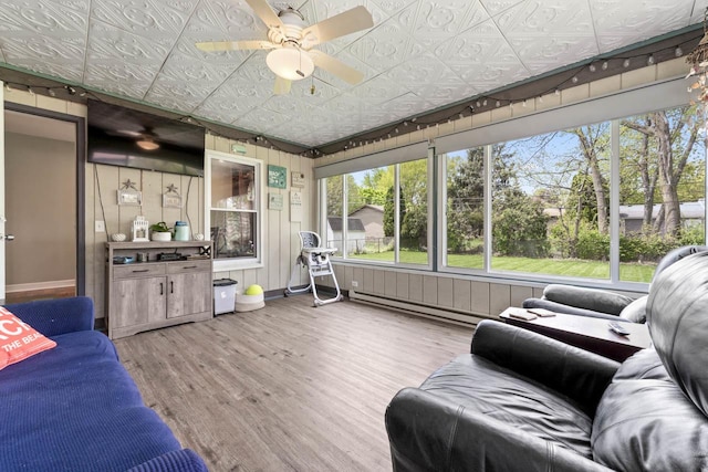 23610 N Overhill Dr, Lake Zurich, IL 60047 - sunroom with a ceiling fan and baseboard heating