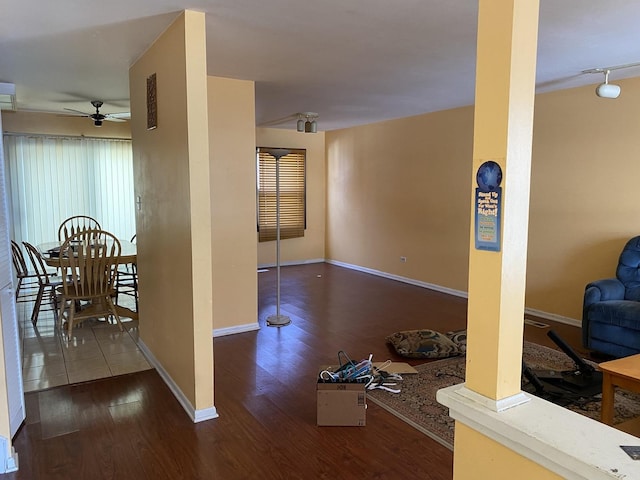 1938 Wildwood Cir, Glendale Heights, IL 60139 - interior space with a ceiling fan, wood finished floors, and baseboards