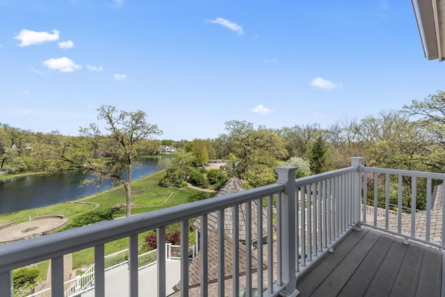 10 Old Hart Rd, Barrington Hills, IL 60010 - deck with a water view and view of scattered trees