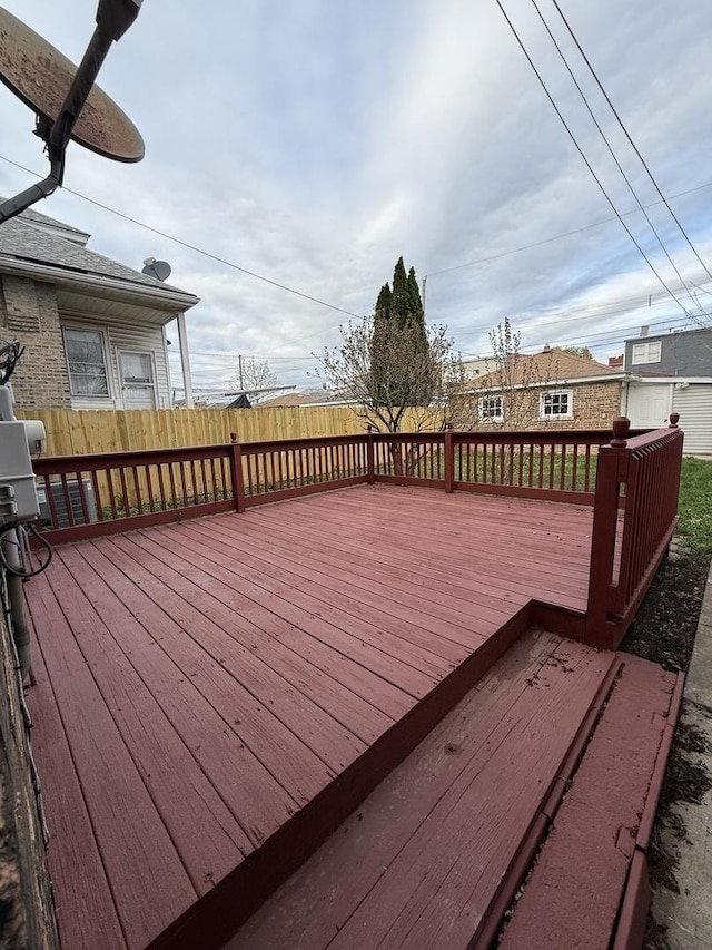 wooden deck featuring fence