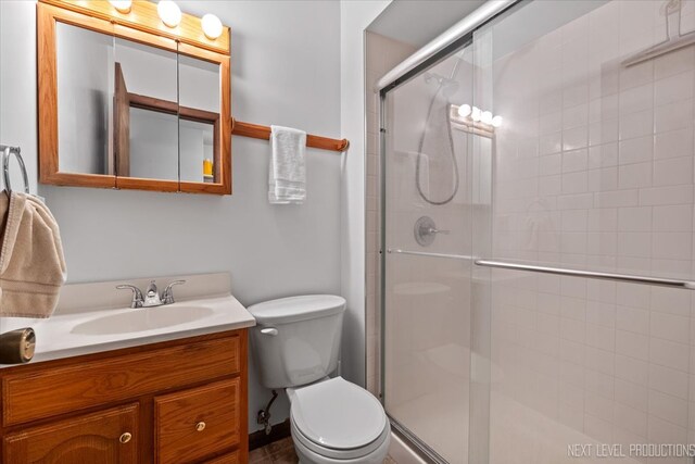 602 S Vista Dr, Algonquin, IL 60102 - bathroom featuring toilet, vanity, and a shower stall