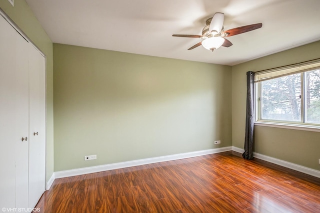675 Grove Dr Unit 204, Elk Grove Village, IL 60007 - empty room with wood finished floors, ceiling fan, and baseboards