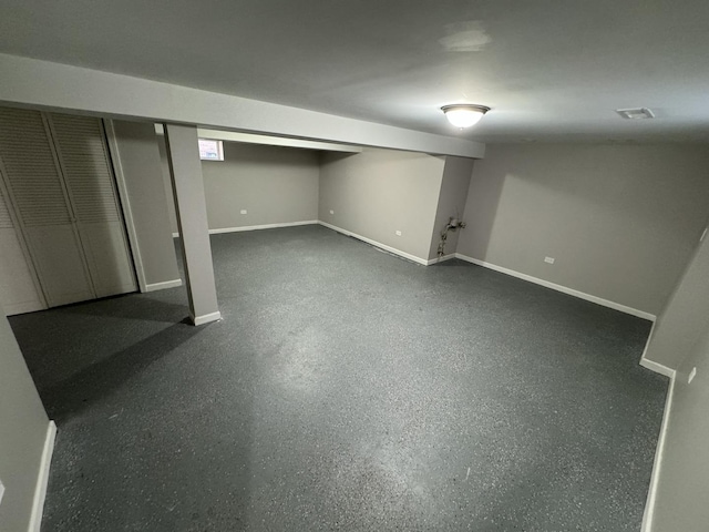finished basement with baseboards