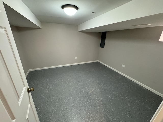 finished below grade area featuring baseboards