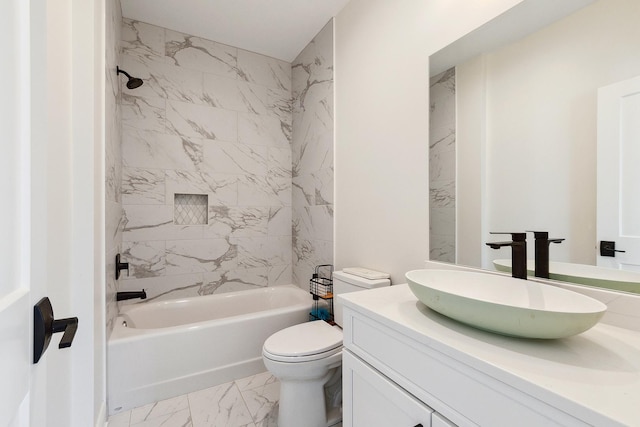 412 N Cass St Unit 4, Westmont, IL 60559 - full bathroom with toilet, marble finish floor, vanity, and  shower combination