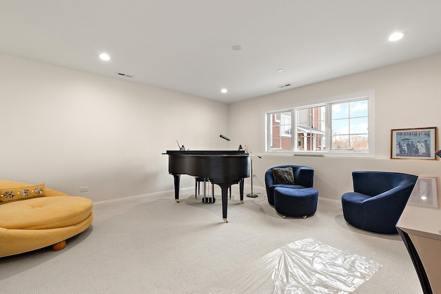 412 N Cass St Unit 4, Westmont, IL 60559 - living area featuring carpet floors, baseboards, visible vents, and recessed lighting