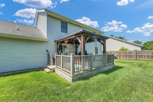 3504 Royal Oak Ct, Champaign, IL 61822 - back of house with a wooden deck, a gazebo, and a shingled roof