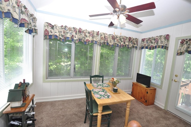 6419 Ginos Way, Fox Lake, IL 60020 - carpeted dining room with ceiling fan