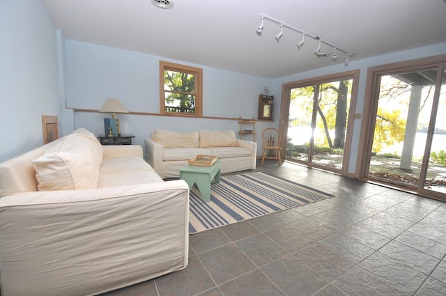 24109 64th Pl, Paddock Lake, WI 53168 - living area featuring track lighting and stone tile flooring