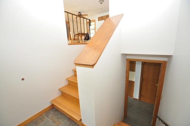 24109 64th Pl, Paddock Lake, WI 53168 - stairs featuring baseboards and ceiling fan