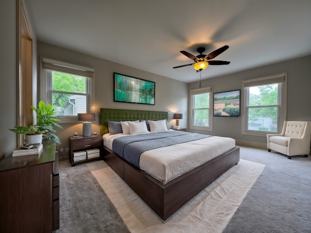1108 N Devonshire Rd, Buffalo Grove, IL 60089 - bedroom with light carpet and ceiling fan