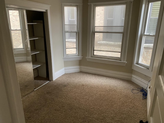 interior space featuring baseboards and carpet