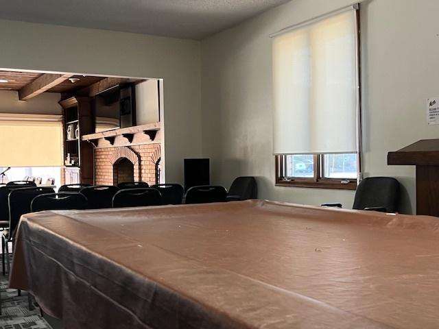 game room featuring a fireplace