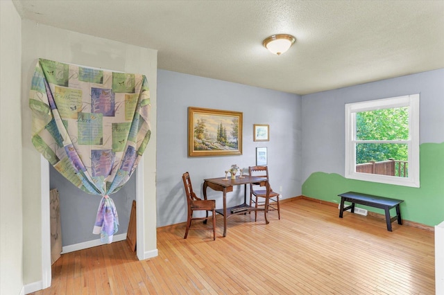 313 W Church St, Savoy, IL 61874 - sitting room with a textured ceiling, baseboards, and light wood-style flooring