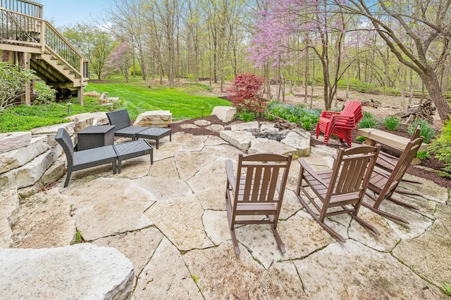 831 Alberosky Way, Batavia, IL 60510 - view of patio / terrace with stairway and a fire pit
