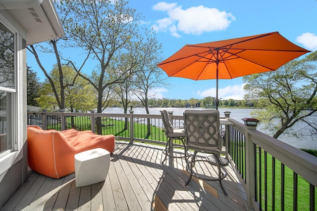 934 Robertson Rd, South Elgin, IL 60177 - wooden terrace with a water view and a lawn