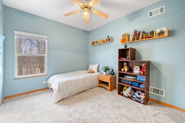 bedroom with visible vents and carpet floors