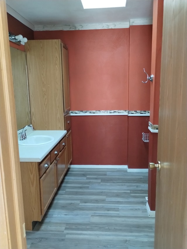 bathroom featuring vanity and wood finished floors