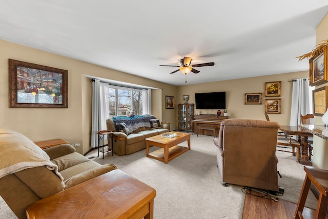 580 Whitehall Way, Bolingbrook, IL 60440 - living area featuring light carpet and a ceiling fan