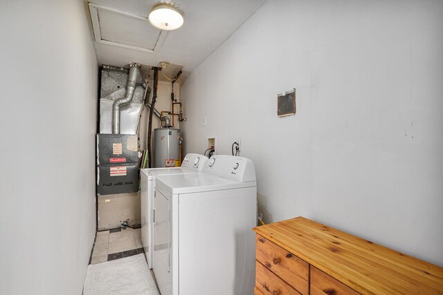 2201 W Acres Rd, Joliet, IL 60435 - laundry area with washer and clothes dryer, water heater, and heating unit