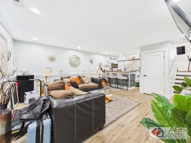 439 Hoxie Ave, Calumet City, IL 60409 - living area with stairway, recessed lighting, wood finished floors, and visible vents