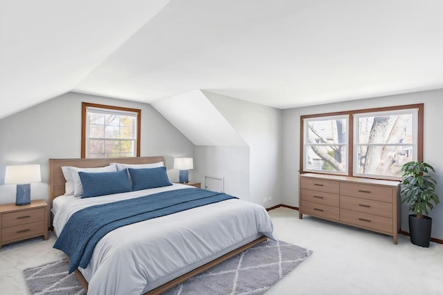 915 N Saratoga Dr, Palatine, IL 60074 - bedroom featuring lofted ceiling, baseboards, and light colored carpet