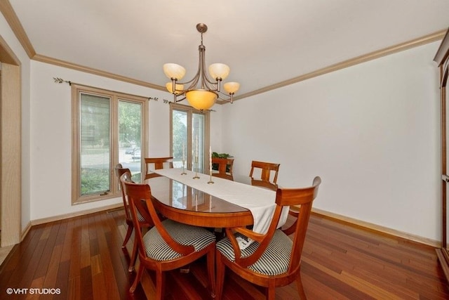 307 Anne Ct, Prospect Heights, IL 60070 - dining room featuring a chandelier, dark wood finished floors, and crown molding