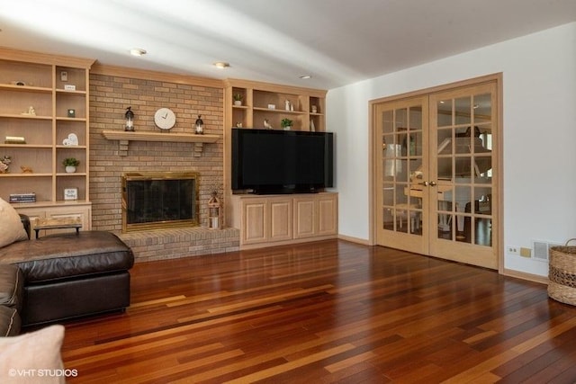 307 Anne Ct, Prospect Heights, IL 60070 - living area featuring hardwood / wood-style floors, french doors, and a fireplace