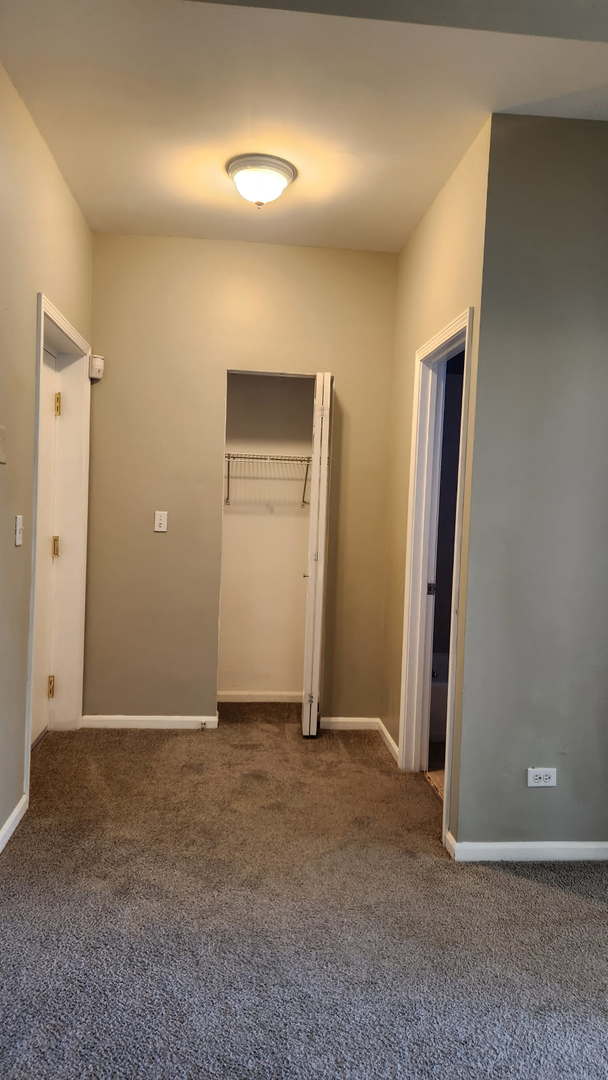 unfurnished bedroom with baseboards, carpet flooring, and a closet