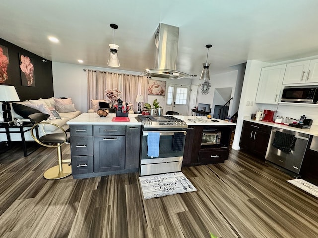 5125 Imperial Dr, Richton Park, IL 60471 - kitchen with stainless steel appliances, open floor plan, wall chimney exhaust hood, and light countertops