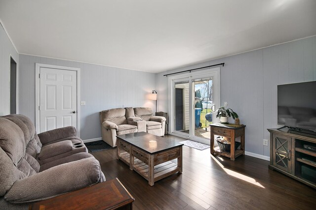 1215 Stratford Dr W, Bourbonnais, IL 60914 - living room featuring baseboards and dark wood finished floors