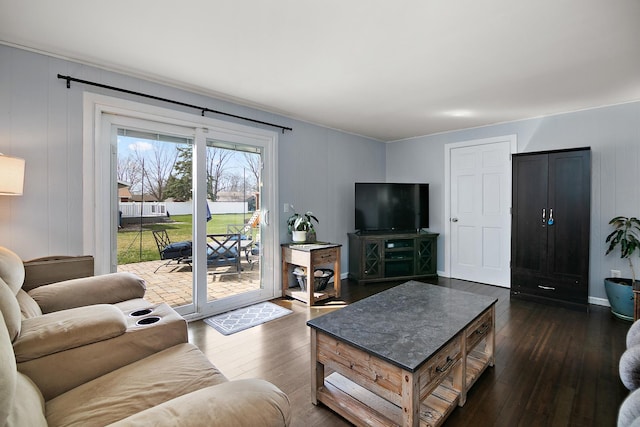 1215 Stratford Dr W, Bourbonnais, IL 60914 - living room with baseboards and dark wood-style flooring