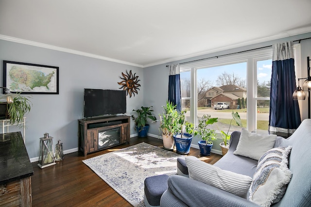 1215 Stratford Dr W, Bourbonnais, IL 60914 - living area featuring ornamental molding, baseboards, and wood finished floors