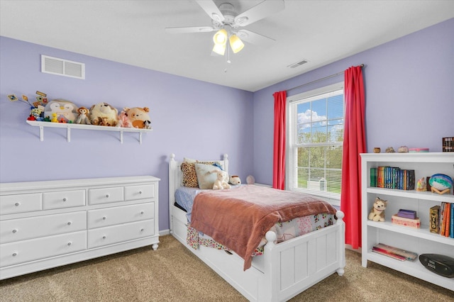 3407 Weeping Cherry Ct, Champaign, IL 61822 - carpeted bedroom featuring ceiling fan, visible vents, and baseboards
