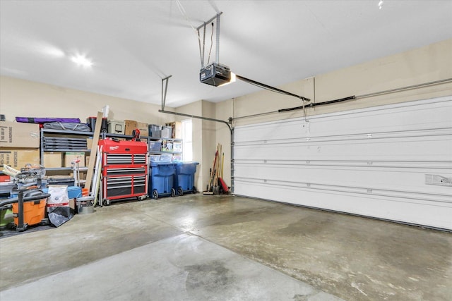 garage with a garage door opener