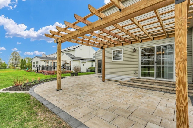 view of patio featuring entry steps and a pergola
