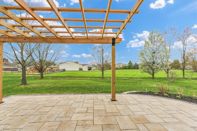 view of patio / terrace featuring a pergola