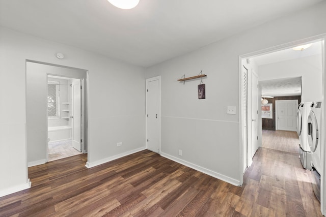 120 Anderson Ave, Joliet, IL 60433 - interior space with separate washer and dryer, dark wood-type flooring, and baseboards