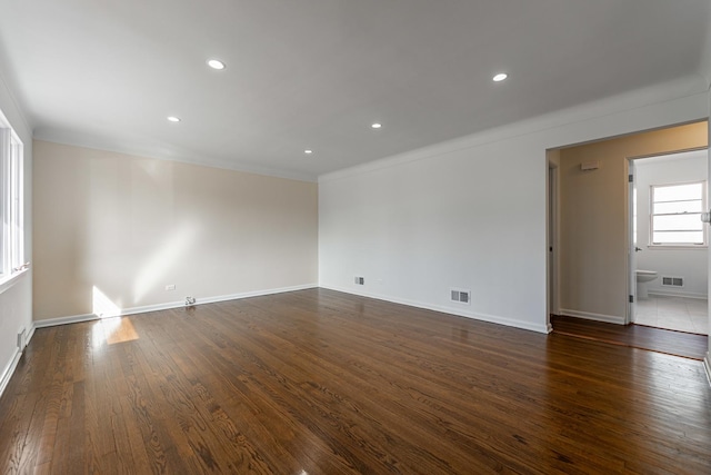 4313 Elm Ave, Lyons, IL 60534 - spare room with dark wood-type flooring, crown molding, and recessed lighting