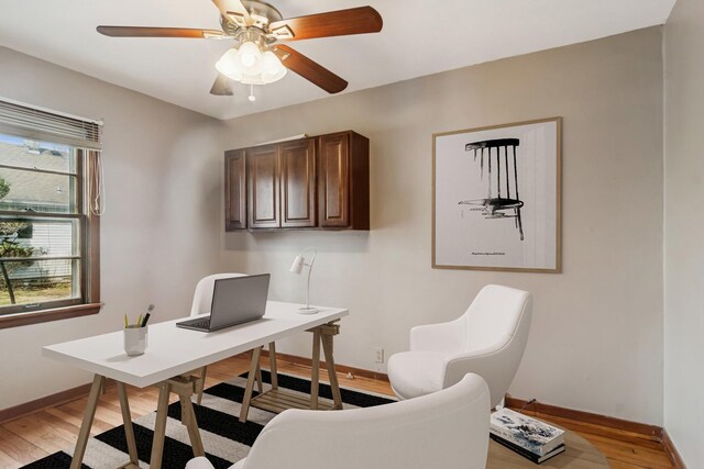 1019 Rockland Rd, Lake Bluff, IL 60044 - home office featuring light wood-style floors and ceiling fan