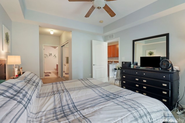 1242 Chesterton Dr Unit 2, Fox Lake, IL 60020 - bedroom with ensuite bathroom and a ceiling fan
