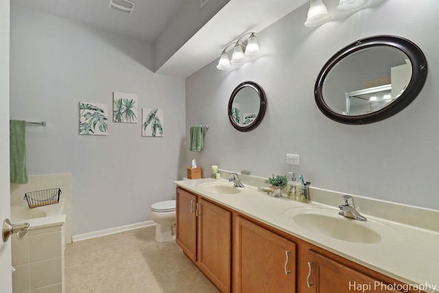 1242 Chesterton Dr Unit 2, Fox Lake, IL 60020 - full bath featuring double vanity, a garden tub, toilet, and baseboards