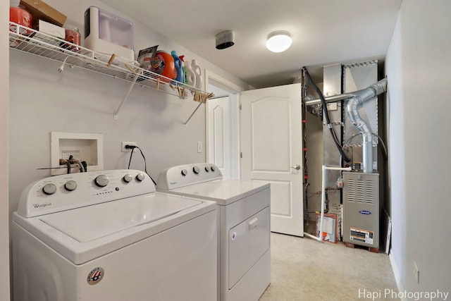 1242 Chesterton Dr Unit 2, Fox Lake, IL 60020 - washroom with independent washer and dryer, light colored carpet, and heating unit