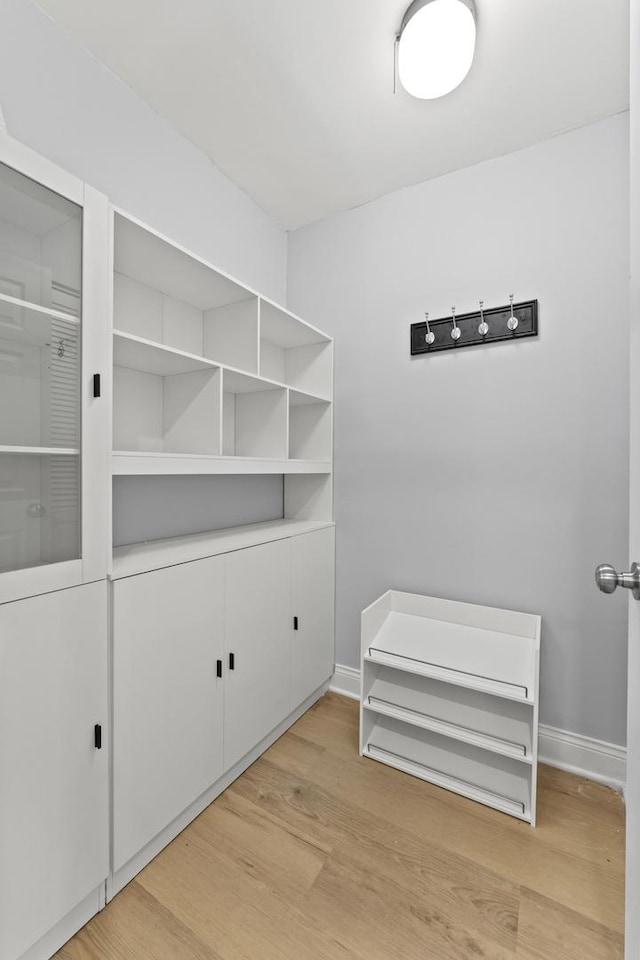 spacious closet featuring light wood-style flooring
