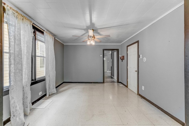 3134 W 39th Pl, Chicago, IL 60632 - unfurnished room featuring a ceiling fan, crown molding, and light flooring